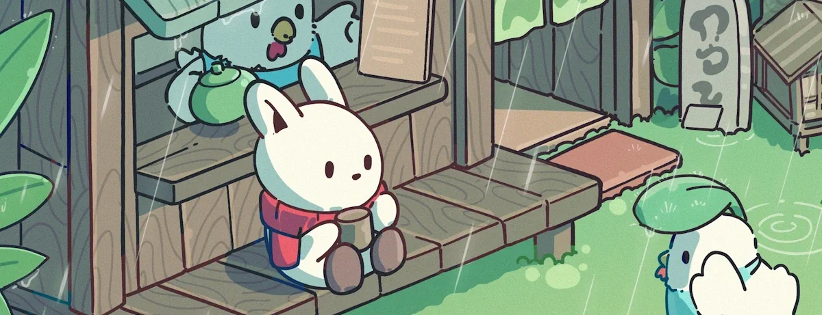 Un paisaje verde con una persona leyendo.